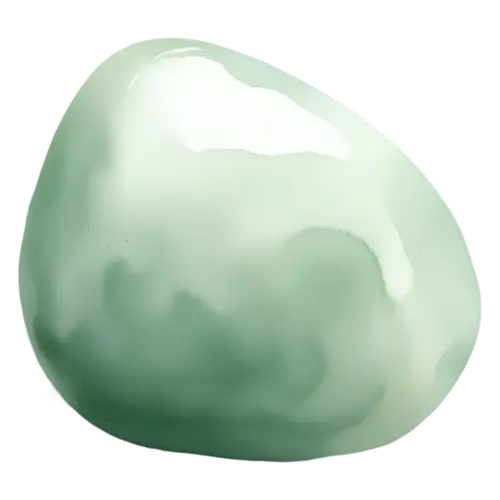 Abstract Shape in sage green, a soft pebble with pooled watercolor washes, watercolor painting, transparent background