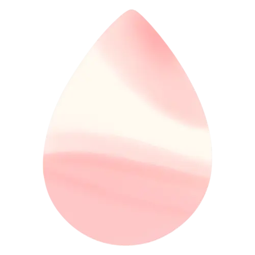Abstract Shape in blush pink, a plump teardrop with soft horizontal wash bands, watercolor painting, transparent background