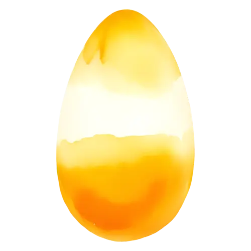 Abstract Shape in golden amber, a tall egg form with banded washes, watercolor painting, transparent background