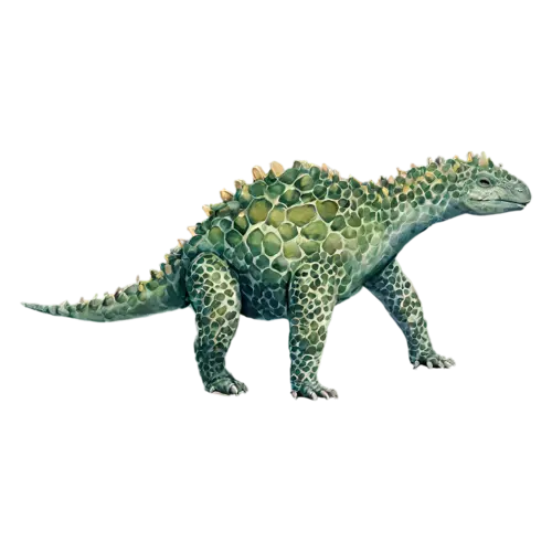 Ankylosaurus low to the ground, side view, a low, watercolor painting, transparent background