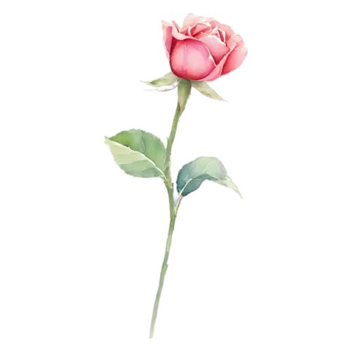 Garden Rose pink cabbage rose with many petals, full, watercolor painting, transparent background