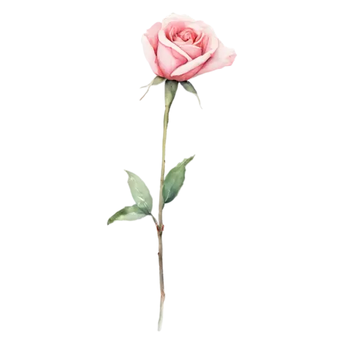 Garden Rose pale yellow bloom in full flower, full, watercolor painting, transparent background