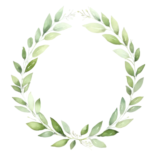 Greenery Wreath of delicate ferns and soft greenery, a circular ring of hand-painted foliage — eucalyptus, watercolor painting, transparent background