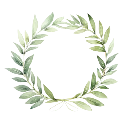 Greenery Wreath as a half semicircle of eucalyptus leaves, a circular ring of hand-painted foliage — eucalyptus, watercolor painting, transparent background