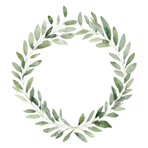 Greenery Wreath of seeded eucalyptus and leafy greenery, a circular ring of hand-painted foliage — eucalyptus, watercolor painting, transparent background