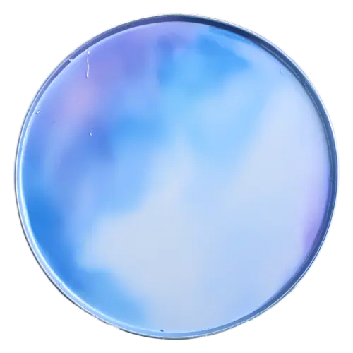 Lid for a round tin, pale blue with a thin metallic rim, top view, watercolor painting, transparent background