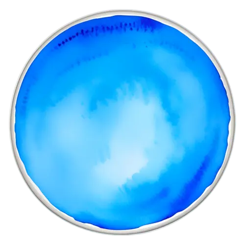 Lid for a mason jar with a metal rim and vivid blue dotted wash, top view, watercolor painting, transparent background