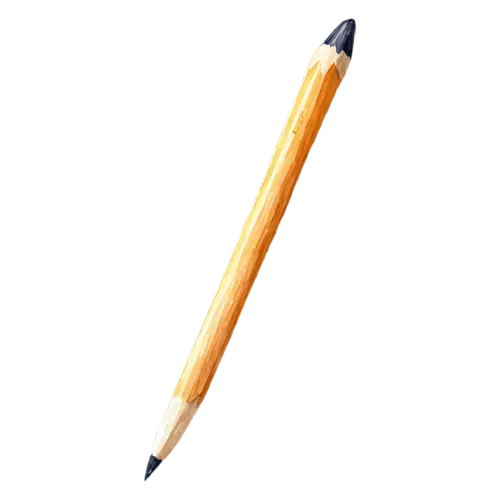 Pencil as a carpenter's flat pencil, classic wooden writing and coloring pencils in warm yellows, watercolor painting, transparent background