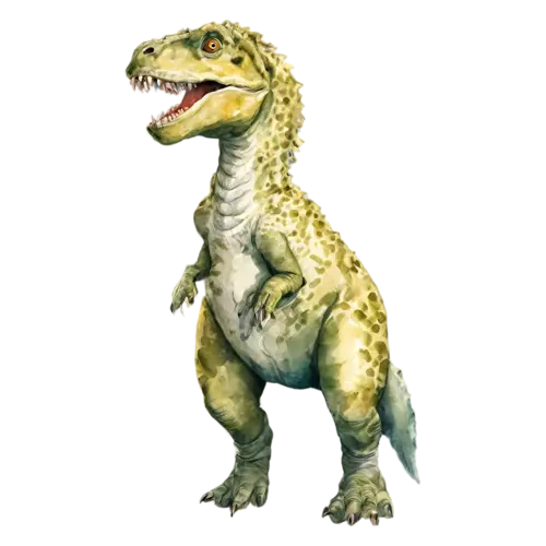 T. Rex standing tall with tail raised for balance, the iconic two-legged predator with a massive head, watercolor painting, transparent background