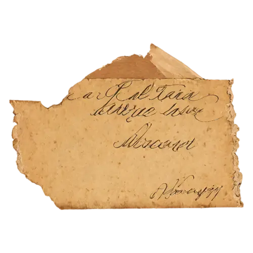 Vintage Ephemera as an antique handwritten note card, aged, watercolor painting, transparent background