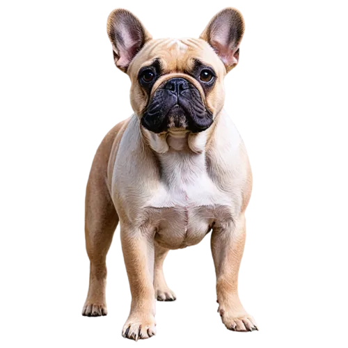 French Bulldog with bat ears and compact build in playful pose, watercolor clipart, transparent background