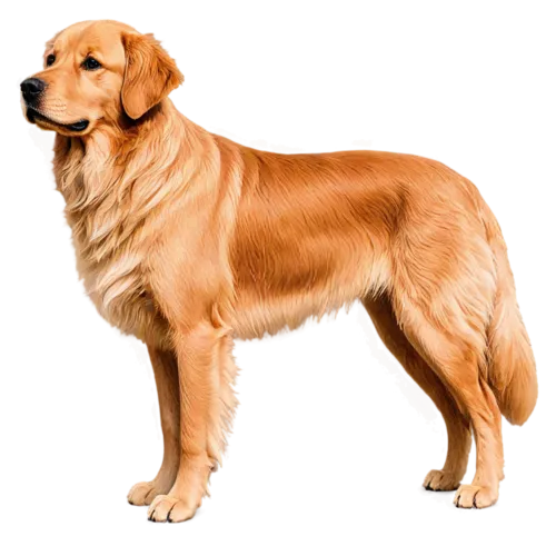 Golden Retriever with flowing golden coat and friendly expression, watercolor painting, transparent background