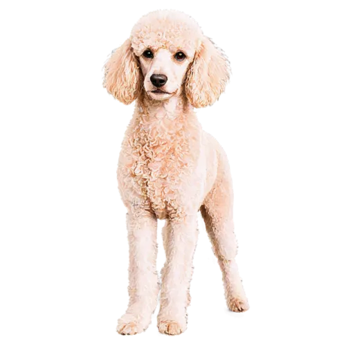 Standard Poodle with elegant curly coat and refined posture, watercolor clipart, transparent background