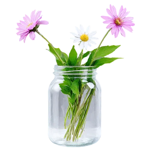 Elegant wildflower arrangement with roses and greenery in a vase, watercolor style, transparent background