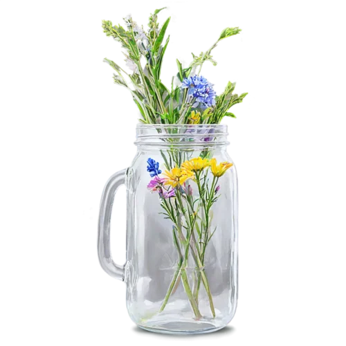 Bold wildflower arrangement with zinnias and cosmos in a vase, watercolor style, transparent background